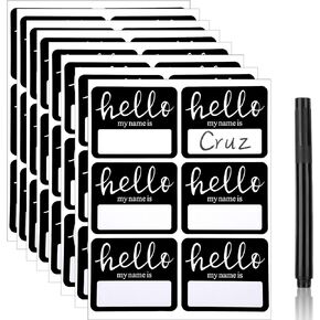 120 Pieces Hello My Name is Stickers, Hello Name Tag Labels with Black Marker Pen for Home School Conferences Office and Mailing