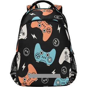 MNSRUU Elementary School Backpack Video Game Controller Kid Bookbag for Boy Age 5 to 13