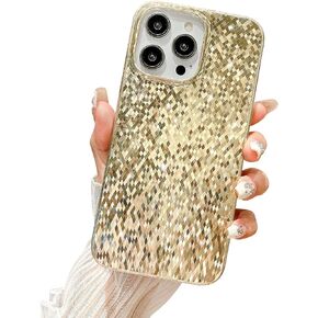 Fycyko Compatible with iPhone 14 Pro Max Case Glitter Luxury Cute Cover Camera Protection Shockproof Sparkly Phone Case for Women Girls Design for iPhone 14 Pro Max Cover 6.7'' -Gold