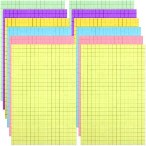 12 Pads Grid Paper Sticky Notes Grid Writing Notepad 4 x 6 Inch Grid Lines Sticky Notes Graph Paper Sticky Notes with Black Grid Lines Sticky Notepad Memo for Office Home, 50 Sheet Each (White)