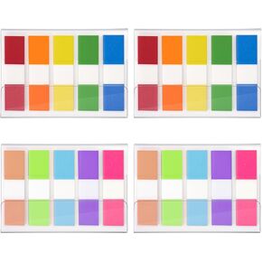 KICNIC Page Markers Sticky Index Tabs 500 Pcs, Fluorescent Pop Up Note Flags, 1.77 X 0.47 Inch Tabs for Notebooks, Sticky Notes Flags for Page Bookmarks, 4 On-The-Go Dispensers