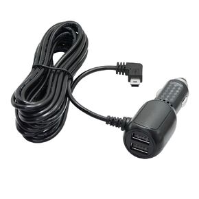 Dash Cam Micro USB Power Cable 11FT, Left Angle Micro USB Cable & Dual USB Power Supply Ports, for 12V or 24V Car and Truck Dash Cam GPS Navigator and Other USB Devices