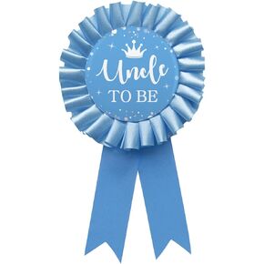 Uncle To Be Tinplate Badge Pin, Gender Reveal Baby Shower Pin, Blue Pattern Uncle Satin Fabric Button Party Decoration - Blue