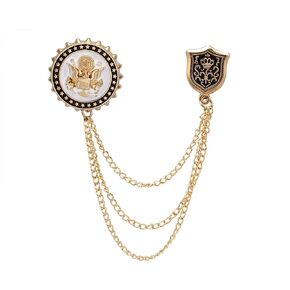 Knighthood Brooch Pin Royal Gold Badge with Gold Stars,White Enamel and Shield Brooch Suit Stud Lapel Pin