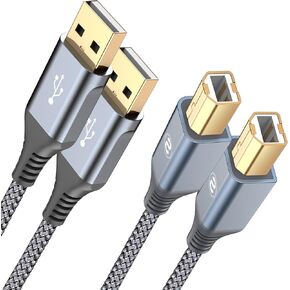 Printer Cable 6ft, USB 2.0 Printer Cable USB-A to USB-B Cable, High Speed Nylon Braided USB Midi Cable Scanner Printer Cord for HP Canon Dell Epson Brother Lexmark Xerox Samsung Piano DAC in Kuwait