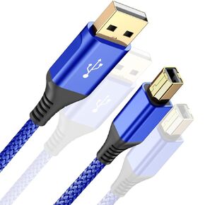 Printer Cable 6ft, USB 2.0 Printer Cable USB-A to USB-B Cable, High Speed Nylon Braided USB Midi Cable Scanner Printer Cord for HP Canon Dell Epson Brother Lexmark Xerox Samsung Piano DAC