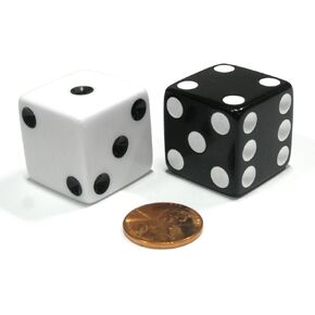 Koplow Games Set of 2 Inverse D6 25mm Large Opaque Jumbo Dice - 1 White and 1 Black in Kuwait