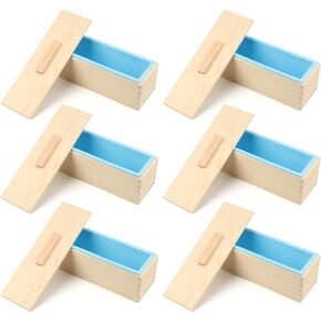 Soap Loaf Box, 42 oz Silicone Soap Wood Box for Soap Making with Wooden Boxes, Set of 6, Soap Bar Box Can Be Used for Homemade Soap Produce, Soap Making, Ideal Size and Large Capacity.