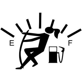Funny Gas Guage Girl Vinyl Decal Sticker | Cars Trucks Vans SUVs Windows Walls Cups Laptops | Black | 5.5 Inch | KCD2436B