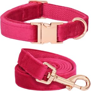Bubblepup Velvet Dog Collar and Leash Set, Dog Collars for Small Medium Large Dogs Leash for Training & Walking