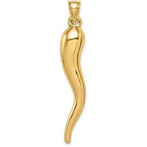 Sonia Jewels 14k Yellow Gold Cornicello Italian Horn Protection Pendant Charm