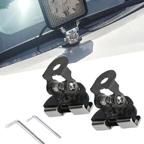 Pack-2 Car Grille LED Light Base Mounting Bracket, Angle-Adjustable Shock-Absorbing Hood Spotlight Non-Destructive Bracket, Car Auxiliary Fixing Accessories, Universal for Most Cars (Black)