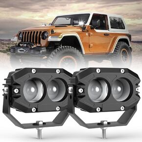 مصابيح LED مستديرة للطرق الوعرة، 4 بوصة 100 واط LED بقعة ضوء 10000 لومن، ضوء عمل مساعد للقيادة أكثر سطوعًا لسقف ممتص الصدمات A-Pillar ATV UTV SUV Truck Jeep - 2Pack in Kuwait