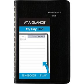 AT-A-GLANCE 2024 Daily Planner, DayMinder, Hourly Appointment Book, 5" x 8", Small, Black (SK440024)