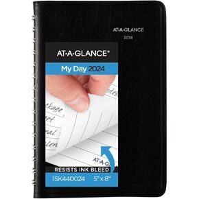 AT-A-GLANCE 2025 مخطط كتاب المواعيد، يوميًا، 5 بوصة × 8 بوصة، صغير، كل ساعة، DayMinder، أسود (SK440025)