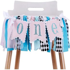 Alice in Wonderland One High Chair Banner Alice Wonderland First Birthday High Chair Banner Girl,onederland 1st Birthday Girl One High Chair Banner.alice in Wonderland Tea Party First Birthday