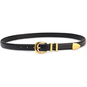 Women's Fashion Leather Belts for Jeans and Dresses, Ladies Leather Waist Belts with Metal Buckle