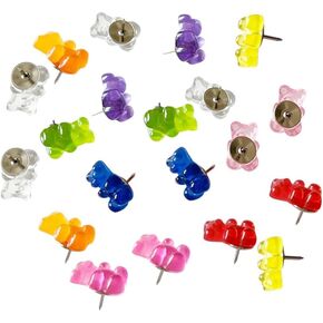 40 Pcs Colorful Gummy Bear Push Pins Resin Decorative Thumb Tacks Cork Board Thumbtacks Pushpins for Photo Wall Bulletin Board