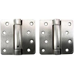 Hinge Outlet Spring Hinges, Adjustable Self Closing 4 Inch with 1/4 Inch Radius, Satin Nickel, 2 Pack