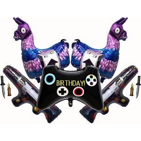 Video Game Party Balloons Game on Balloons Video Game Controller Aluminum Foil Balloon Gun Balloons Alpaca Balloon for Birthday Party and Game Party Decoration
