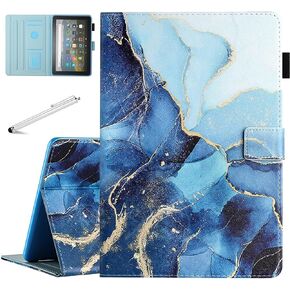 Fancity Case Fits All-New Amazon Kindle Fire HD 10 & 10 Plus (13th/11th Generation, 2023/2021 Release), PU Leather Stand Cover with Smart Auto Wake/Sleep & Pen Holder Card Slot, Purple Butterfly