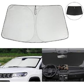 Winunite Front Windshield Sunshade Compatible with Jeep Compass 2024 2023 2022 2021 2019 2018 2017 Foldable Sun Shade Heat Shield Custom-fit Protector Sun Visor