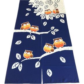 LIGICKY Japanese Noren Long Doorway Curtain Tapestry for Home Decoration Navy Blue 33.5’’ x 59’’ (Owl Cherry Blossom Moon Night)