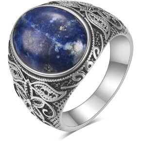 Retro Large Tiger Eye Stone Turquoise Wedding Ring For Men Classical Gothic Stainless Steel Rings