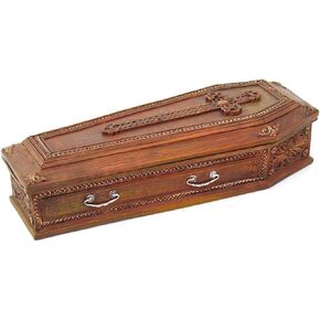 Pacific Giftware PTC 8.25 Inch Cross Embellished Coffin Jewelry/Trinket Box Figurine