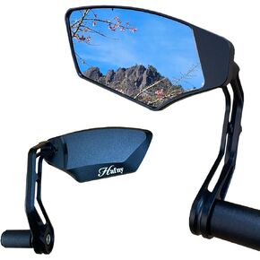 Hafny 2024 NEW Motorcycle Bar End Mirror, CNC Alloy Aluminum Anodized Rearview Mirror, Convex Glass Lens, Wide Range Fitting, Scooter Mirrors, Snowmobile, HF-M702S-FS002 (Black (Left Side))