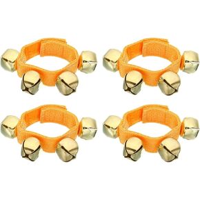 PATIKIL 4pcs Wrist Bells, Jingle Bells Ankle Bells Wrist Bells Bracelet Percussion Instruments Musical Rhythm Band with 4 Golden Bells for Party Christmas, Blue