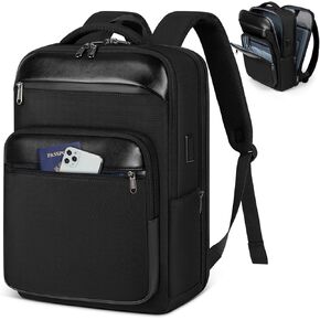 Business Laptop Backpack for Men - 15.6 Inch Travel Backpack with USB Charging Port, Flight Approved, Waterproof, Black
