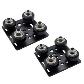 V Slot Gantry Plate,POM Wheels Set with Plate for Aluminum Extrusion,an Extra Pack of 2PCS Eccentric Spacer and 2PCS Round Column for Replacement.