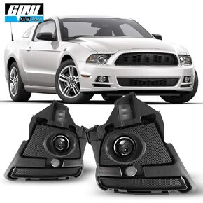 CPW Fog Lights Compatible with [2013-2014 Ford Mustang] Clear Lens Bumper Driving Projector Fog Lights Pair + Wiring + Switch Kit