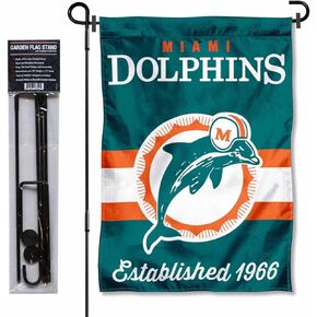 Miami Dolphins Throwback Retro Vintage Garden Flag and Flagpole Mount
