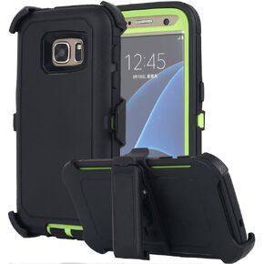 Galaxy S7 Case, AICase Heavy Duty Holster Case Belt Clip + Armor Protective Kickstand Cover with Built-in Screen Protector for Samsung Galaxy S7 (2016) (Black/Green)