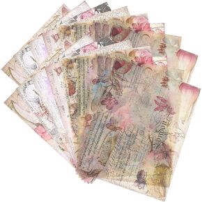 16pcs Retro Handbook Stickers Stickers Floral Decor Retro Decor Junk Journal Planners Decoupage Paper Retro Diary Paper English Design Paper Material Paper Paper Cut