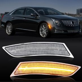 LED Side Marker Lights Compatible with XTS 2013 2014 2015 2016 2017 Replacement, 2PCS Amber Front Bumper Indicator Turn Signal Lights, Sidemarkers Lamp, Smoked Lens