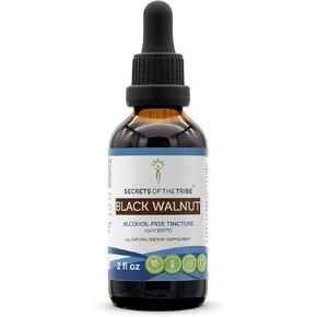 Secrets of the Tribe Black Walnut Tincture Alcohol-Free Liquid Extract, Black Walnut (Juglans Nigra) Dried Hull (2x4 FL OZ)