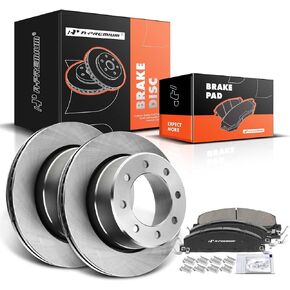 A-Premium 14.17 in (360 mm) Front Drilled and Slotted Disc Brake Rotors + Ceramic Pads Kit Compatible with Select Dodge and Ram Models - Ram 2500 & Ram 3500 09-10, 2500 & 3500 11-18, 6-PC Set