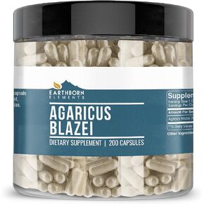 Earthborn Elements Agaricus Blazei 200 كبسولة، نقية وغير مخففة، بدون إضافات in Kuwait