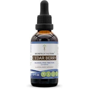 Secrets of the Tribe Cedar Berry Alcohol-Free Liquid Extract, Wildcrafted Cedar Berries (Juniperus monosperma) Dried Berry Tincture Supplement (2 FL OZ)