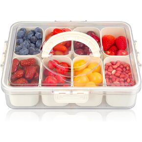 Divided Serving Tray with Lid and Handle-Clear Snack Box 8 Compartment Container for Portable Snack Platters,Organizer for Candy,Fruits,Nuts,Cookies etc-Perfect for Party,Wedding in Saudi Arabia