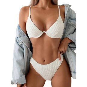SOLY HUX Bikini Sets for Women Underwire Bikini Textured Bathing Suits Two Piece Swimsuit