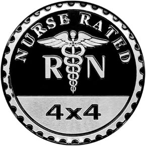 1Pc Black RN Nurse Badge Rated Car Emblem, 4 x 4 Metal Automotive Badge 3D Metal Car Badges Emblems Round Decals Car Badge Decals Stickers Compatible with Jeep Wrangler Vehicles Trucks SUV, Automotive