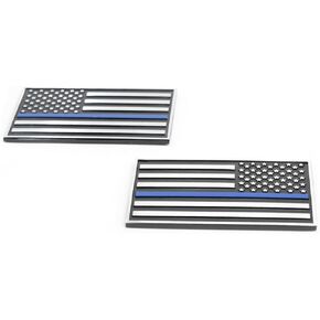 شعار LFPartS USA 3D Metal Flag x2 لشاحنات السيارات (أسود وكروم)