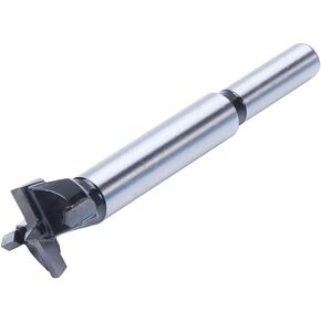 Utoolmart Forstner Drill Bits, 38mm Cemented Carbide Wood Cutter Tool, 90mm Length Woodworking Hinge Hole Cutter, with 10mm Straight Handle, (Black, Silver Tone), 1 Pcs