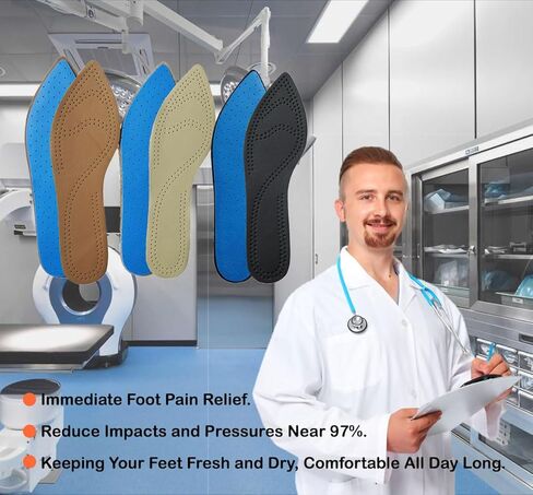 Bellcon Leather Insoles for Women High Heels Thin Shoe Liners Replacement for Pointed Shoes Black Leather Inserts for Dress Shoes, 3 Pairs/Womens 5-6 M US in Kuwait