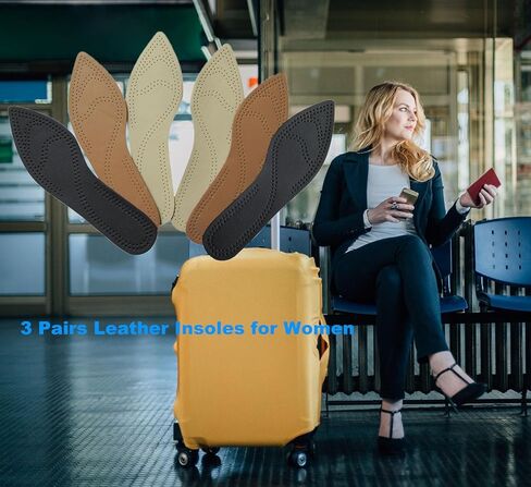 Bellcon Leather Insoles for Women High Heels Thin Shoe Liners Replacement for Pointed Shoes Black Leather Inserts for Dress Shoes, 3 Pairs/Womens 5-6 M US in Kuwait