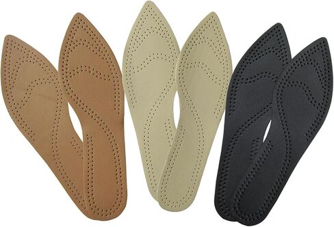 Bellcon Leather Insoles for Women High Heels Thin Shoe Liners Replacement for Pointed Shoes Black Leather Inserts for Dress Shoes, 3 Pairs/Womens 5-6 M US in Kuwait